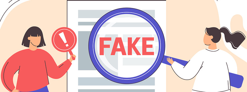 Symbol: 2 Frauen mit Lupe erkennen Fake