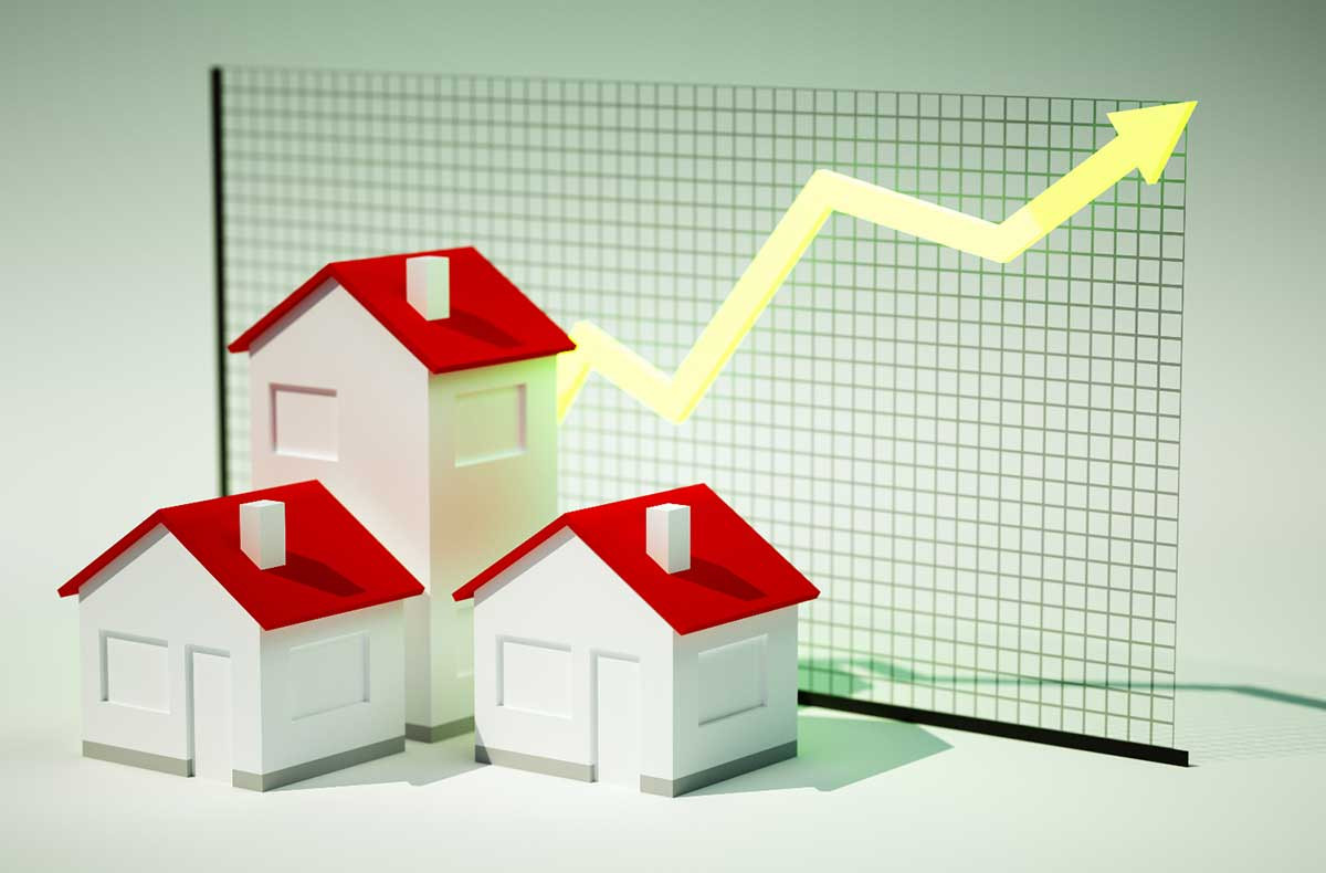 Wohnungsmarkt: Weniger Wohnungen bedeuten Chancen und Risiken - Häuser vor Chart